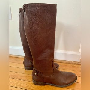 BCBGeneration Dark Brown Leather Heeled Knee Height Riding Boots Size 8